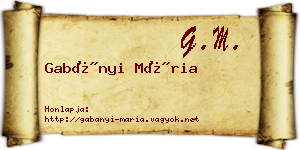 Gabányi Mária névjegykártya